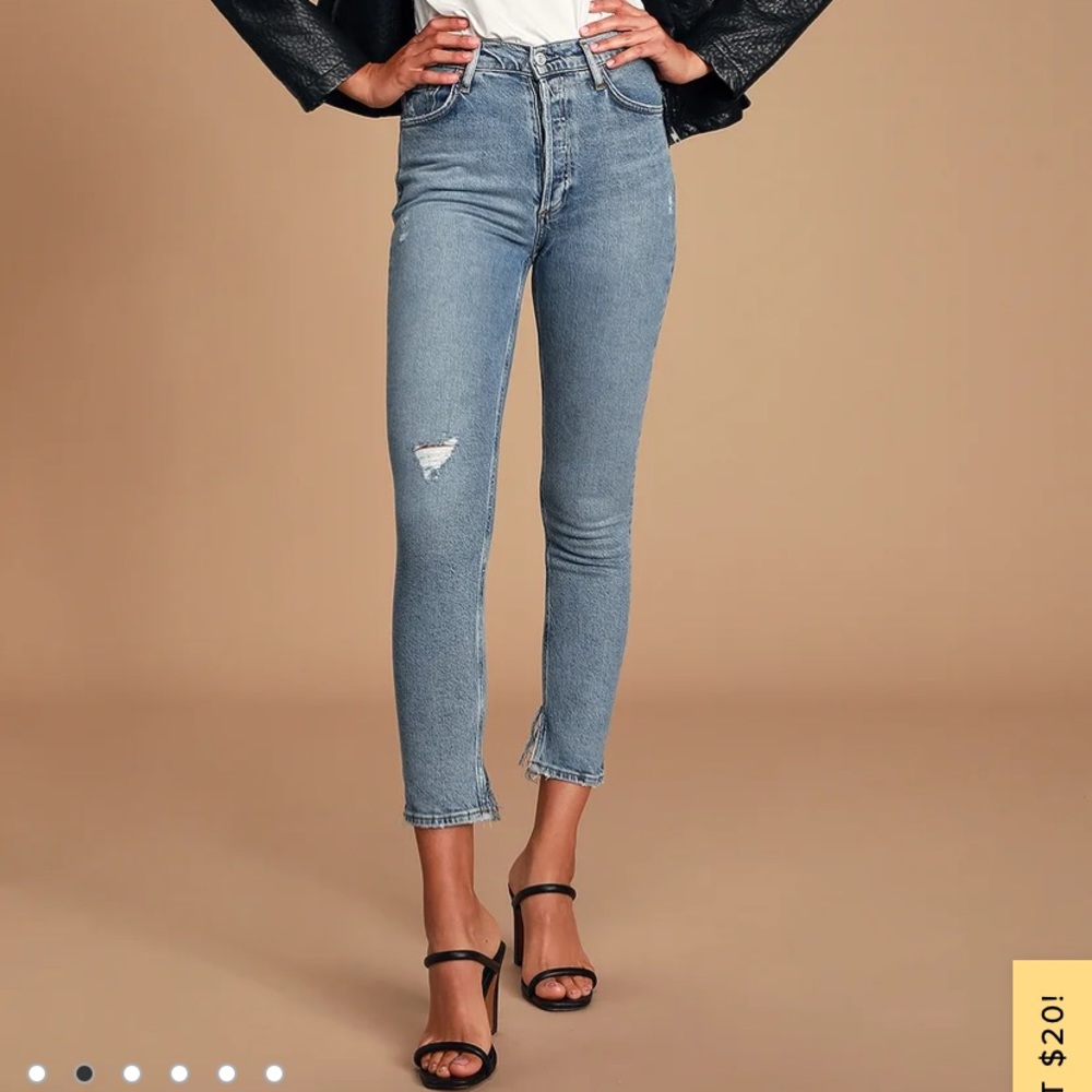 Agolde Nico High Rise Slim Jeans in Light Blue